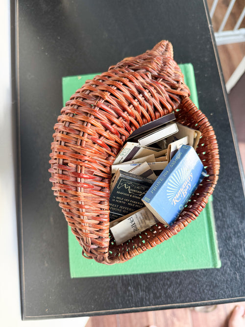 Vintage Wicker Seashell Basket